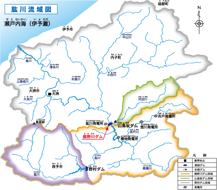 肱川流域図