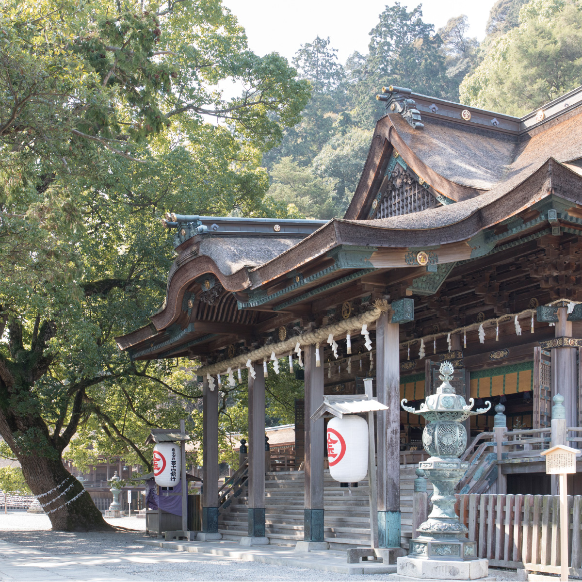 The Main Shrine of Kotohira-gu Shrine, Shimmering in the Morning Sun