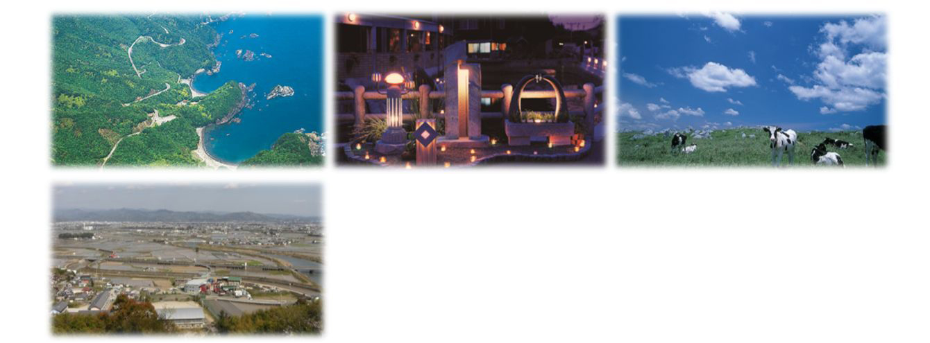 （左上図）～オーシャンビュー～南阿波サンライン風景海道、（中図）むれ源平石あかりロード、（右上図）えひめ やまなみ燦々風景街道、（左下図）土佐のまほろば風景街道の写真