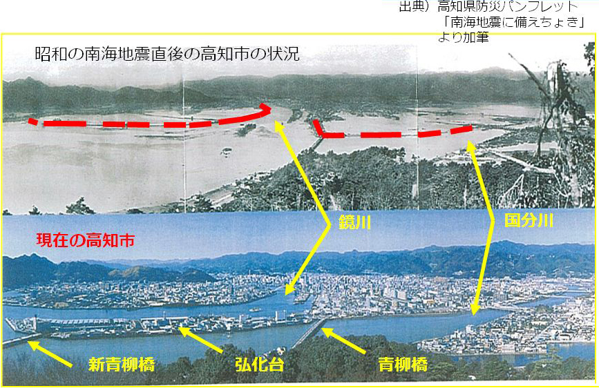 昭和の南海地震による被災状況（高知市）の写真