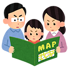 地図を見る家族