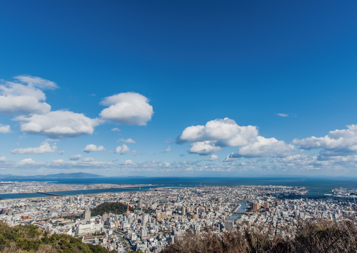 搭眉山纜車眺望水都德島的風景