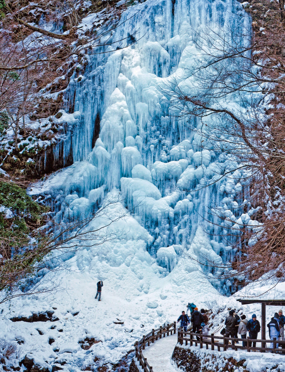 厳寒の氷像アート「白猪の滝」