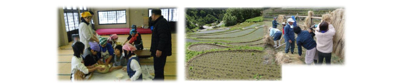 (左図)子どもたちの学ぶ意欲や自立心を育む、山村留学、(右図)「棚田オーナー制度」による米づくり体験