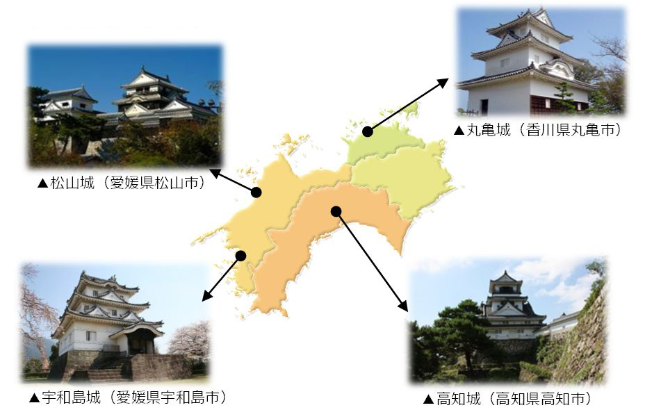四国圏に現存する天守の写真