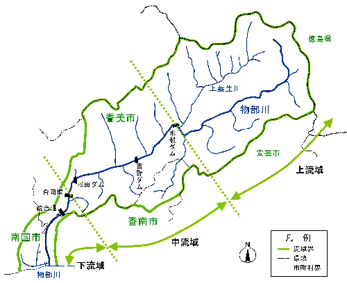 物部川流域区分図