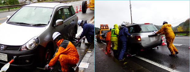 写真：【車両簡易移動器具で放置車両を移動】