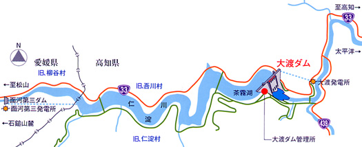 大渡ダム、位置図