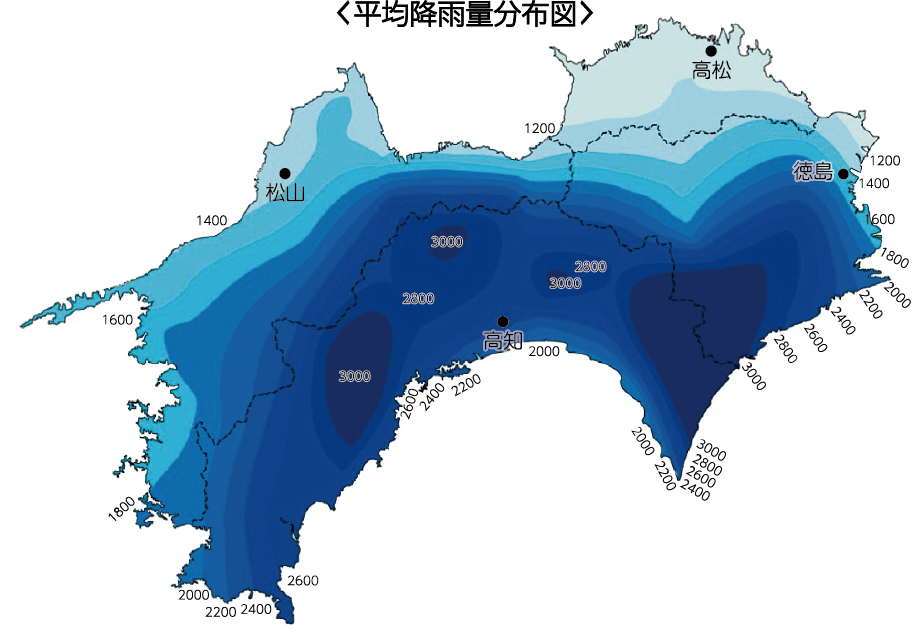 四国の平均降水量グラフ