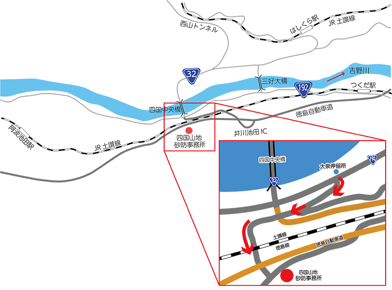 四国山地砂防事務所の地図